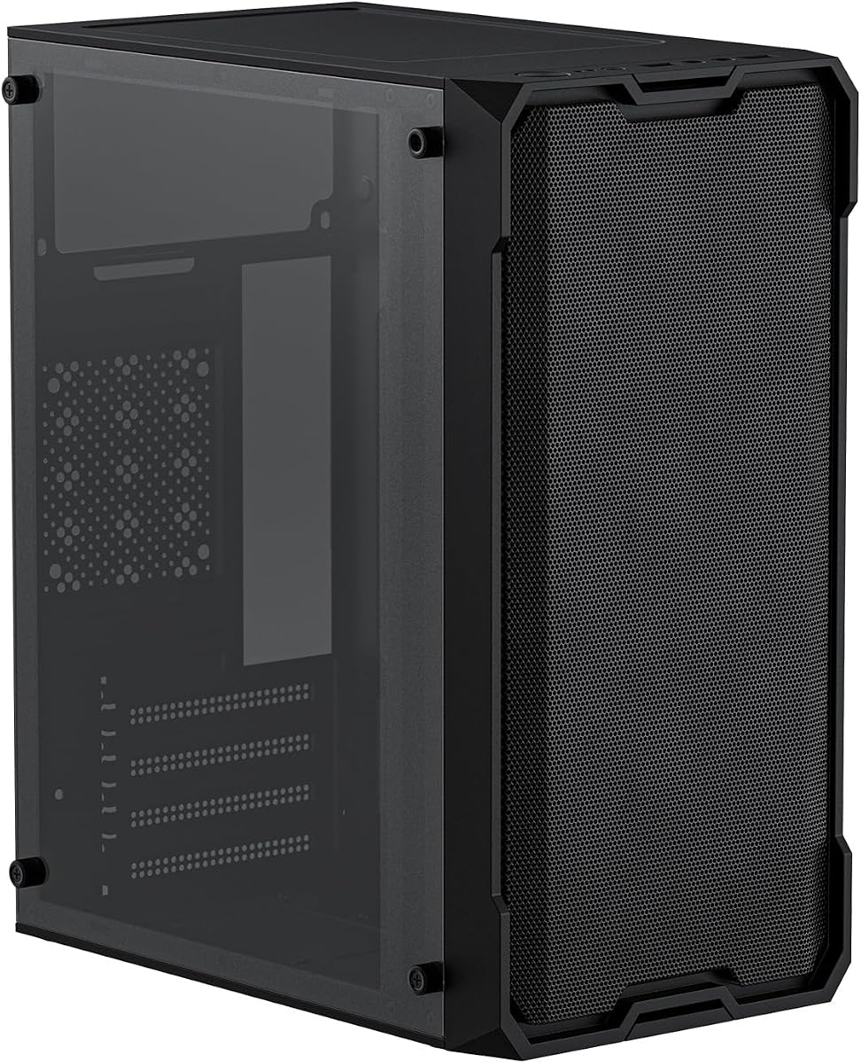 Caja Micro ATX, Caja MATX Mini PC ITX Caja para computadora de escritorio Compatible con fuente de alimentación ATX/GPU de 250 mm/enfriador de CPU de 140 mm/2 ventiladores de 12 cm y 1 ventilador de 8 cm/1 disco duro de 3,5 pulgadas o 2 puertos SSD de 2,5 pulgadas/USB 3.0