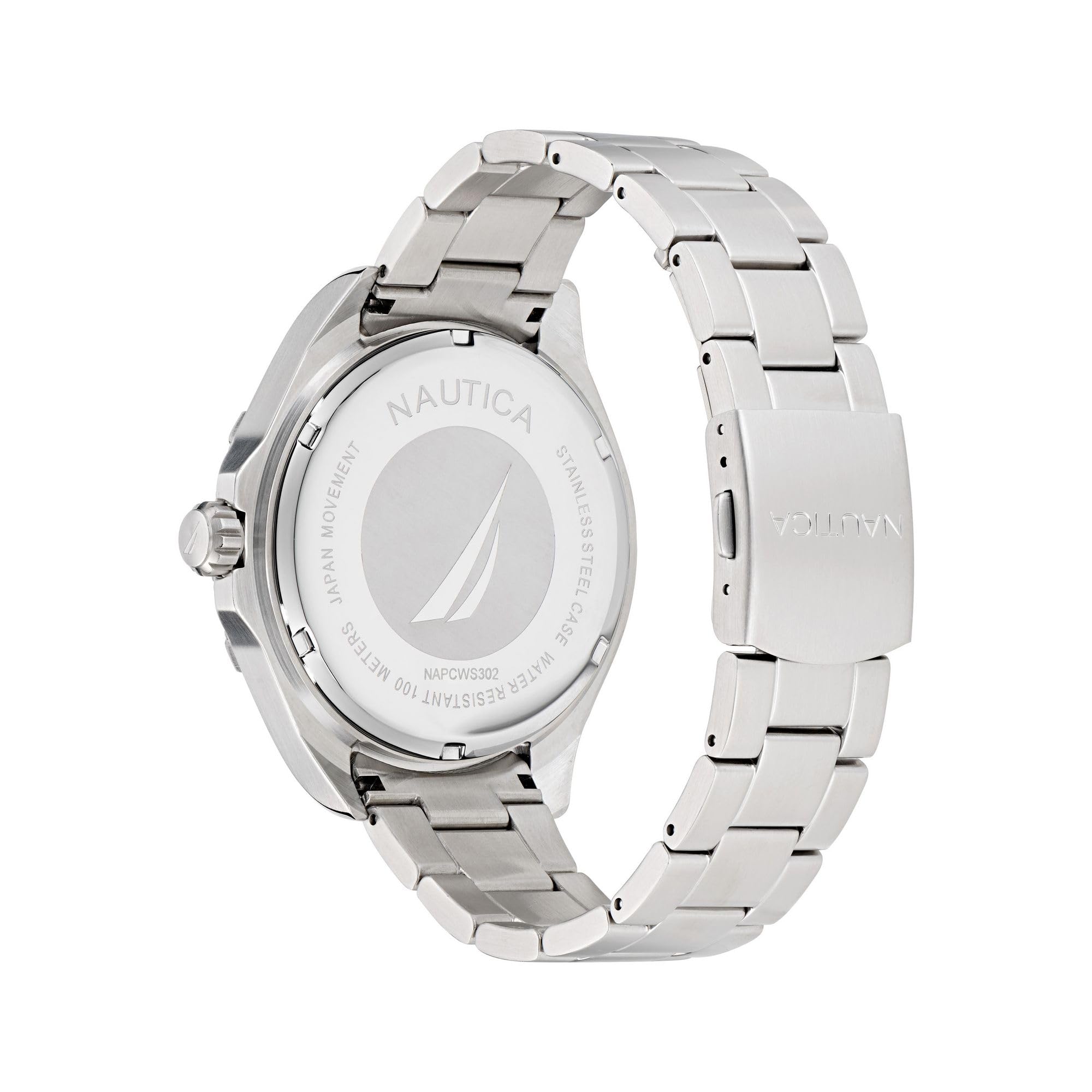 Nautica Men's NAPCWS302 Clearwater Beach Recycled (85%) Stainless Steel Bracelet Watch