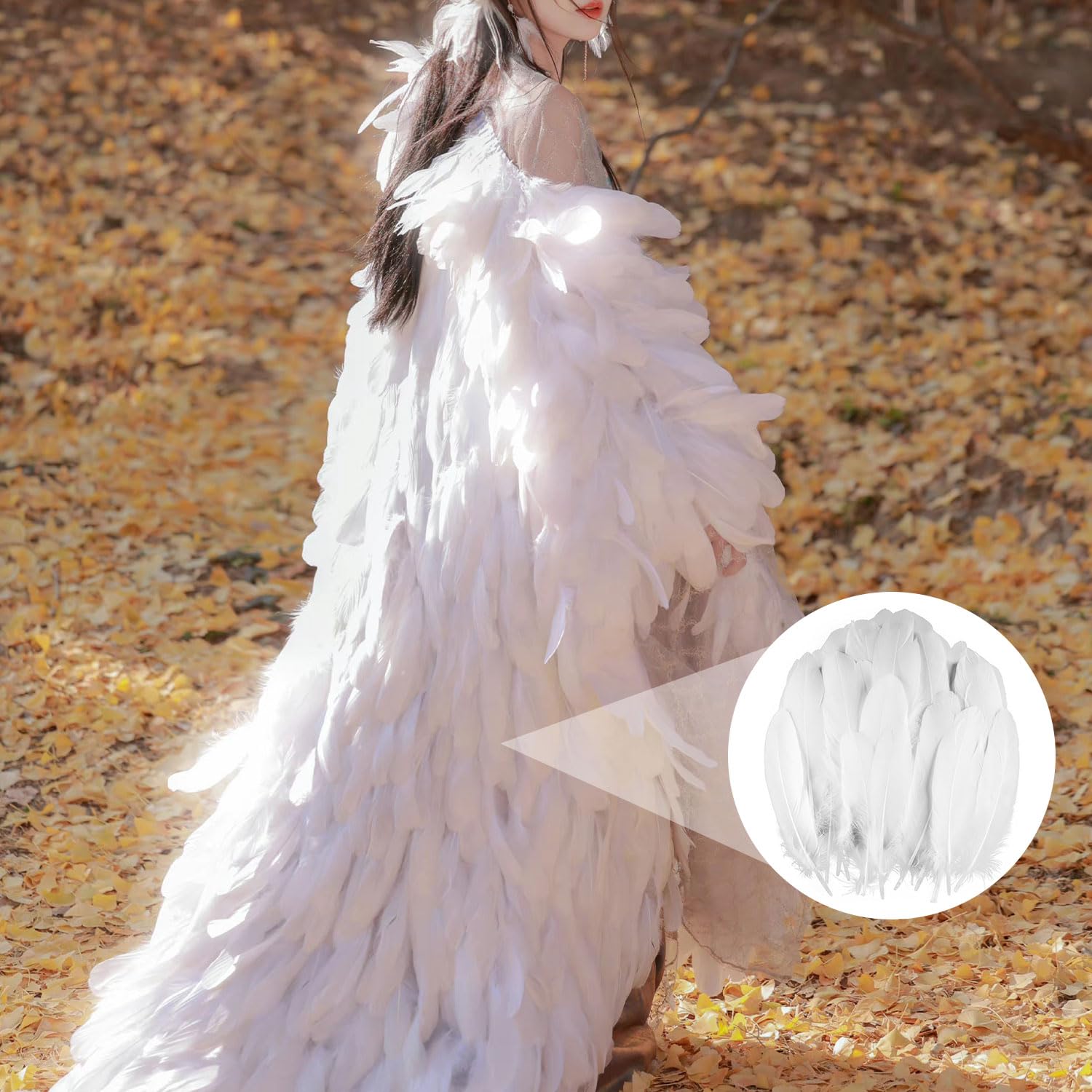 100 Piume Bianche Naturali Per Artigianato - 10-15 Cm, Per Fai Da Te, Decorazioni - Foto 2