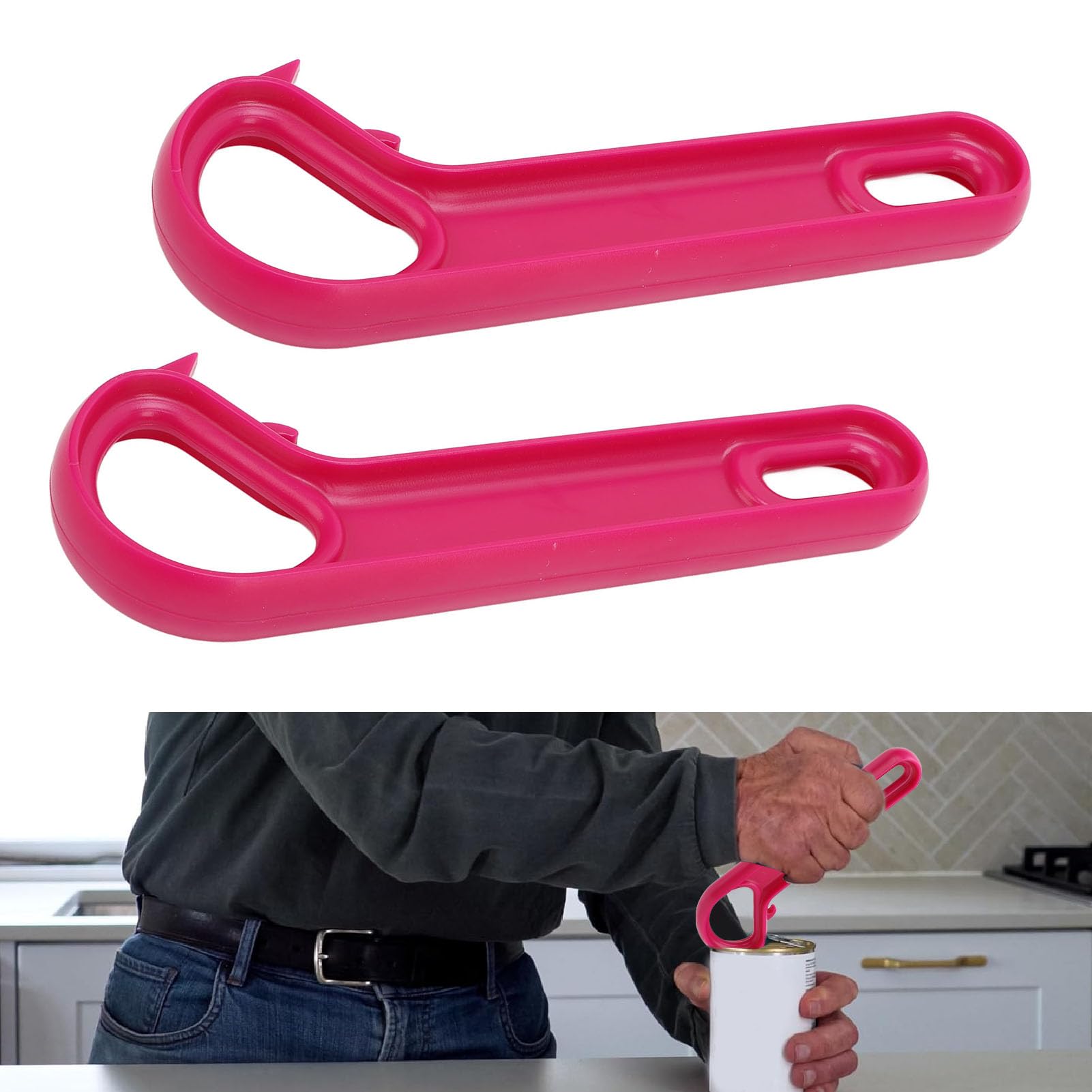 Apriscatole Ad Anello Con Gancio A J - Antiscivolo E Ergonomico, Per Lattine E Bottiglie, Ideale Per Anziani E Bambini