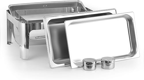 Miniatura 2 de Plato para rozar con tapa enrollable de 8 cuartos  Acero inoxidable duradero de tamaño completo  Con bandeja para alimentosagua y soportes para