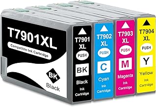 Yongairuink T79XL 79XL Ink Cartridge for WF-4630DWF WF-4640DTWF WF-5110DW WF-5190DW WF-5620DWF WF-5690DWF WF-5190DW WF-5690DWF (Black Cyan Magenta Yellow)