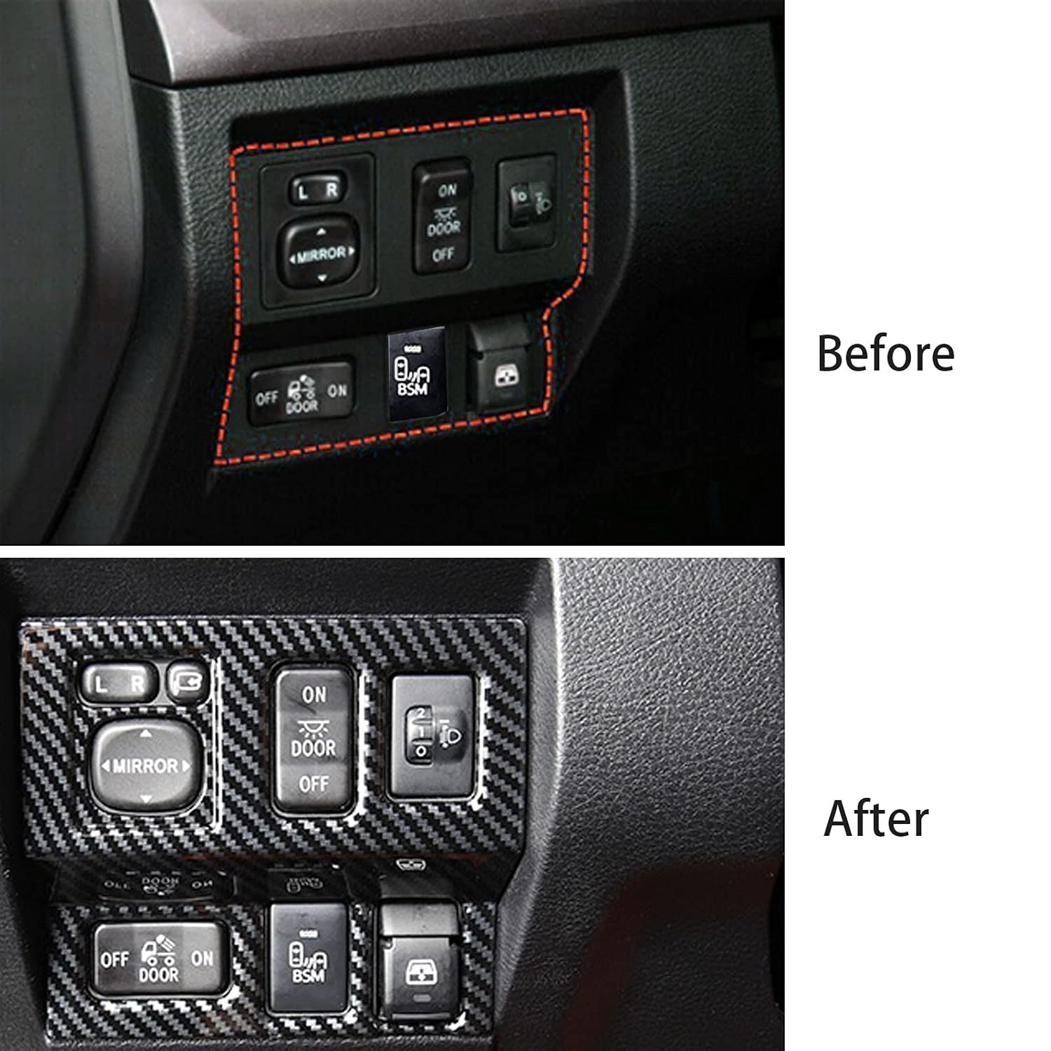 MICROCK Center Console Left Control Switch Cover Trim for Toyota Tundra Crewmax, Double Cab 2014-2021, ABS Carbon Fiber, 1pc