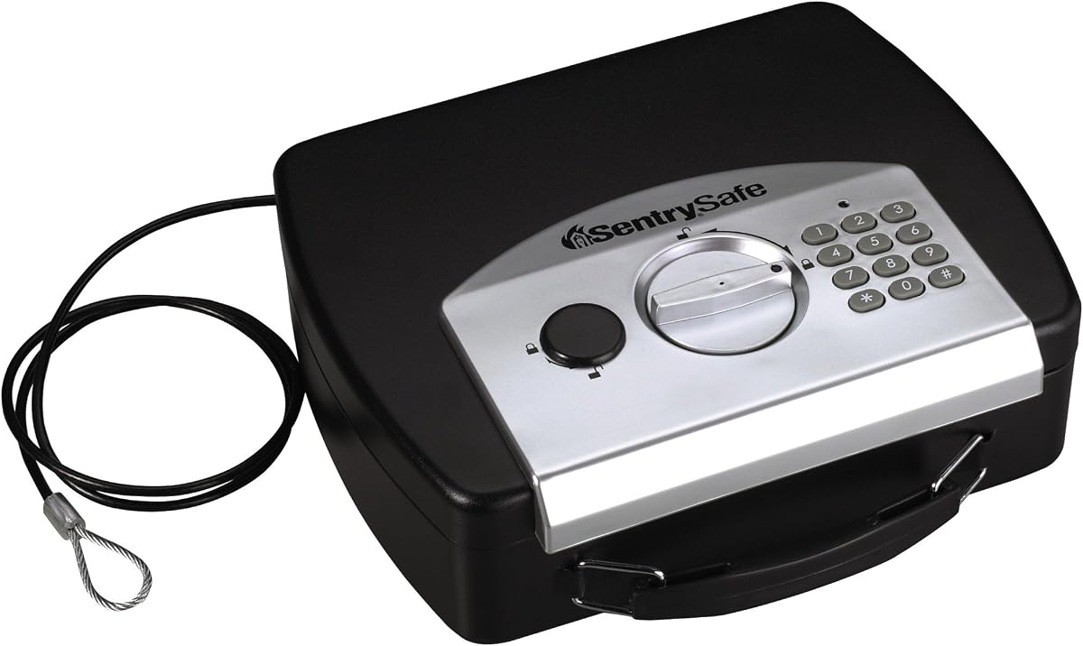 SentrySafe SENTRY P008E Compact Electronic Safe, Black, 1.9 x 9.8 x 7.1 inches