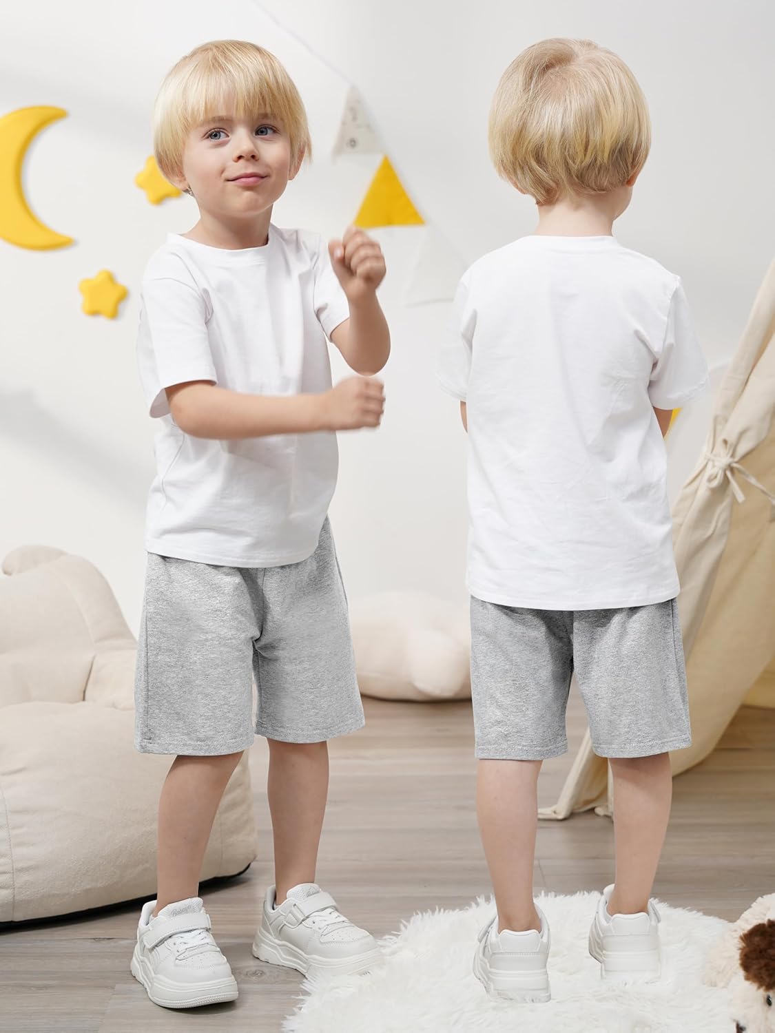 Resinta 5 Pack Toddler Boy Shorts Boys Cotton Short Soft Baby Casual Shorts with Drawstring - Image 2