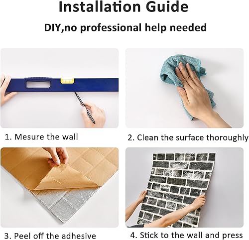 Miniatura 5 de Paneles de pared 3D de espuma para despegar y pegar, piedra sintética y ladrillo, 10 piezas de 52.5 pies cuadrados, perfectos para oficinas,