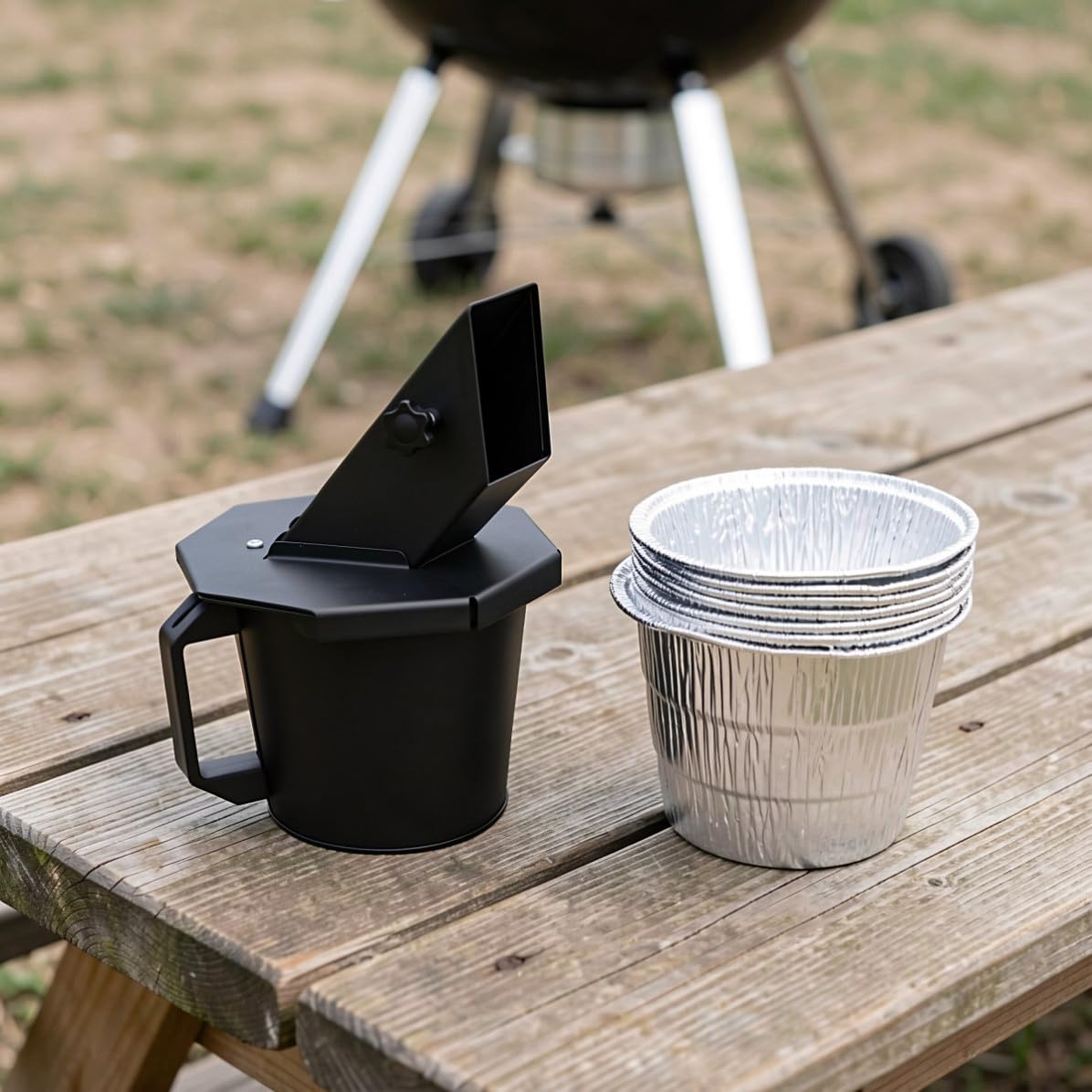 BESPORTBLE Collecteur de Graisse avec Couvercle, 44 Oz en Métal Noir