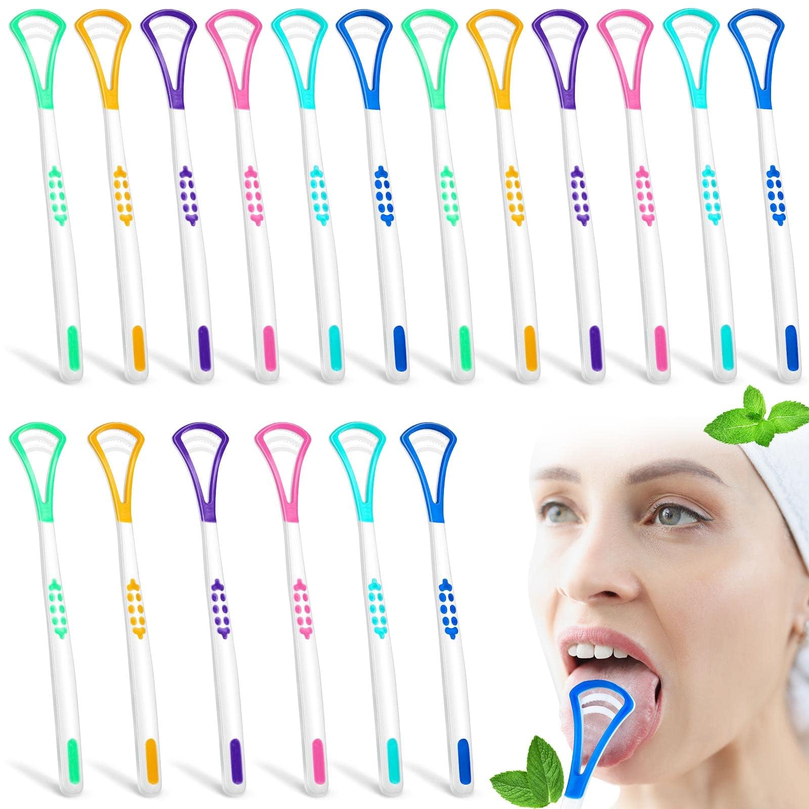18Pcs Tongue Scraper, Tongue Scraper Cleaner,Colorful Tongue Cleaner, Oral Care Scrapers Kits Plastic Tongue Brush for Reducing Bad Breath Adults Kids Healthy Oral Care Tools Easy to Use(Random Color)