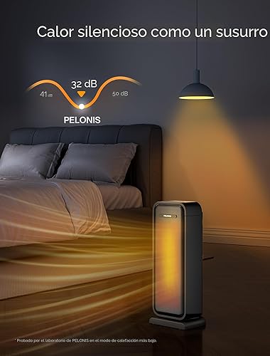 Miniatura 6 de Pelonis Calentador de espacio eléctrico de 1500 W para uso en interiores con termostato, oscilación y control remoto – Calentador de cerámica