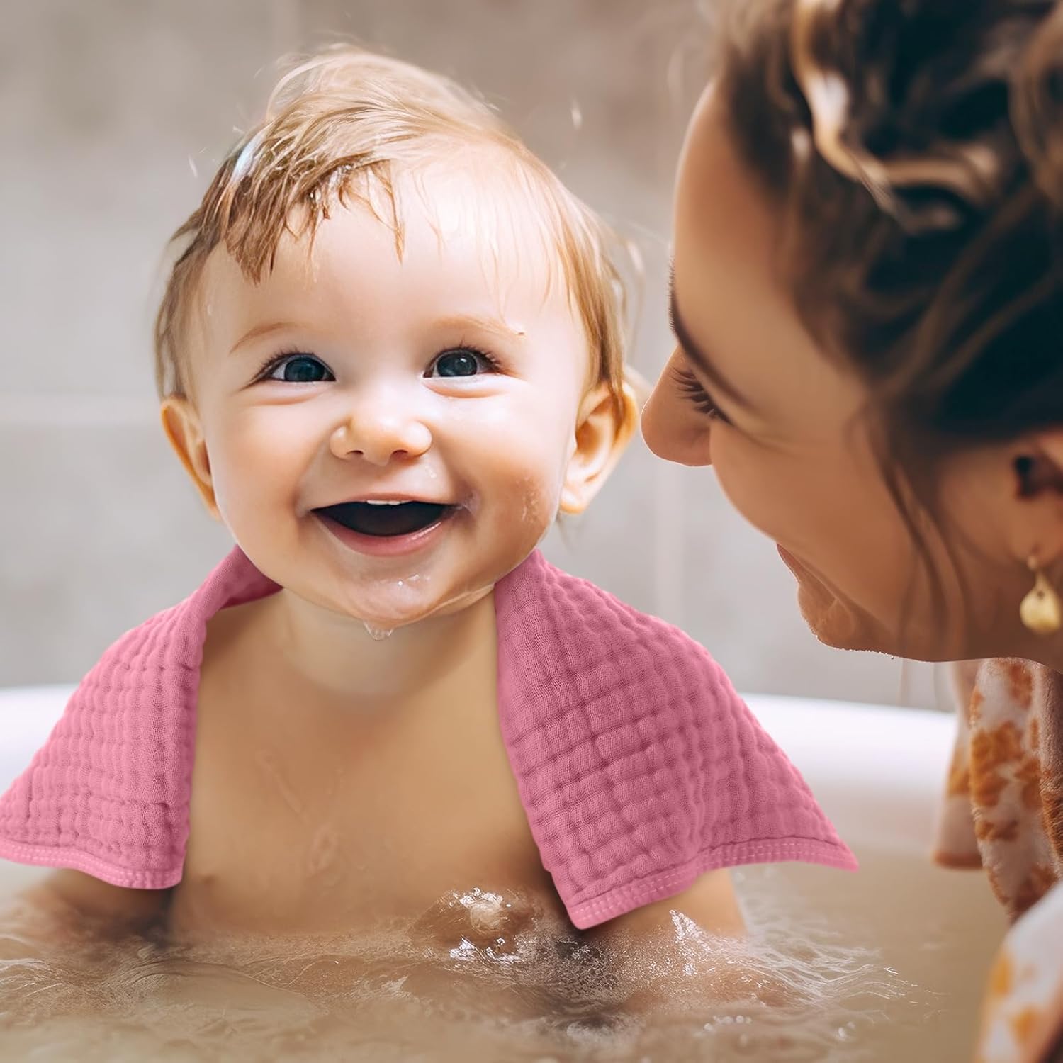 8 Packs Muslin Burp Cloths Large 20" x 10", 6 Layers Unisex Baby Absorbent 100% Cotton Burp Rags Colorful Muslin Washcloths for Baby Plain Soft Cotton Cloth for Babies Girls Boys(Vivid Colors) - Image 5