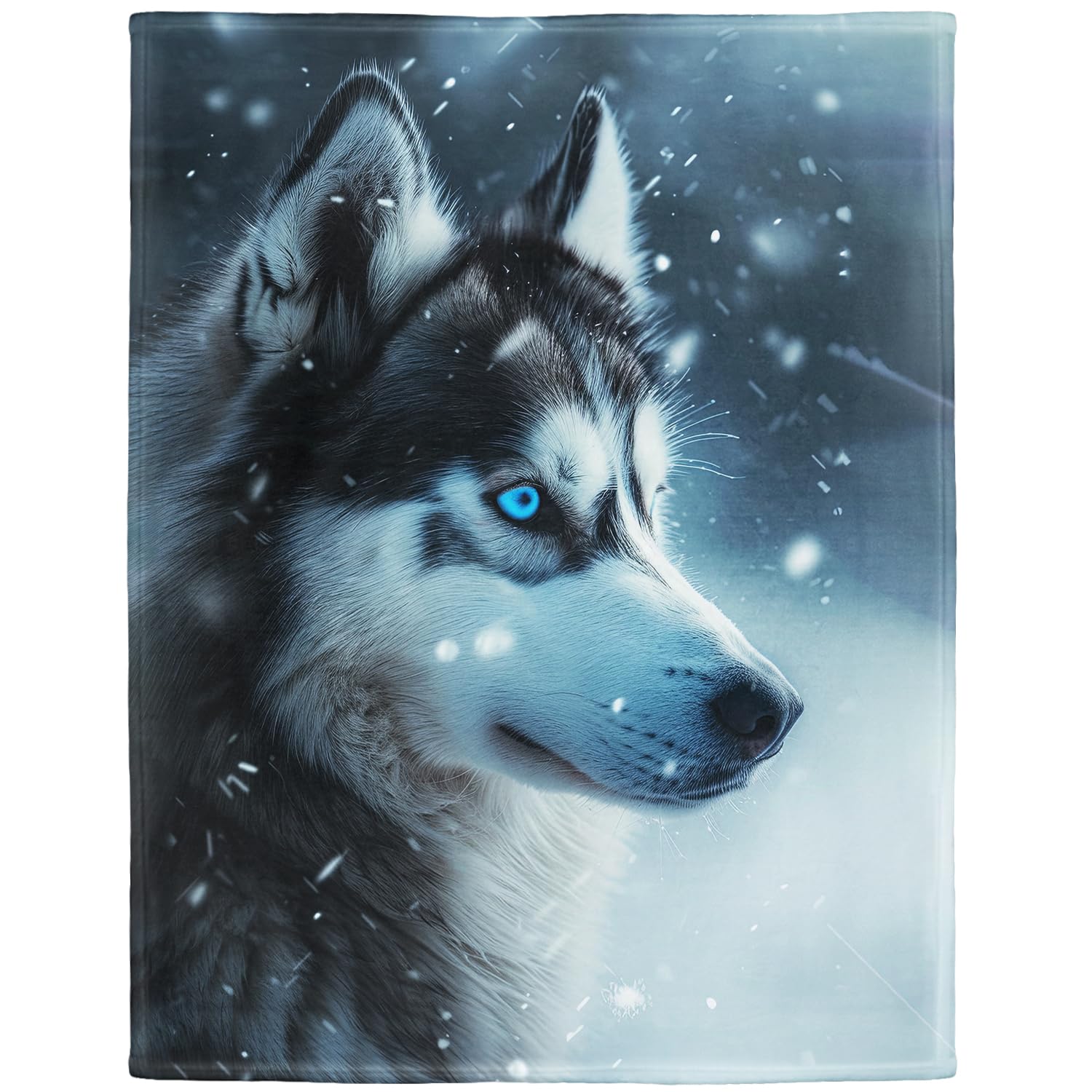 Soft Warm Fluffy Fleece Throw Blanket with Animal Pattern, Husky Dog, 150 x 200 cm