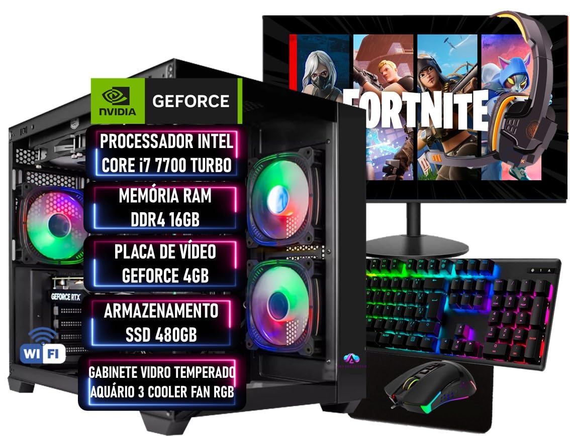 PC Gamer Completo Intel Core i5 3.8GHz, RAM 16GB, SSD 480GB