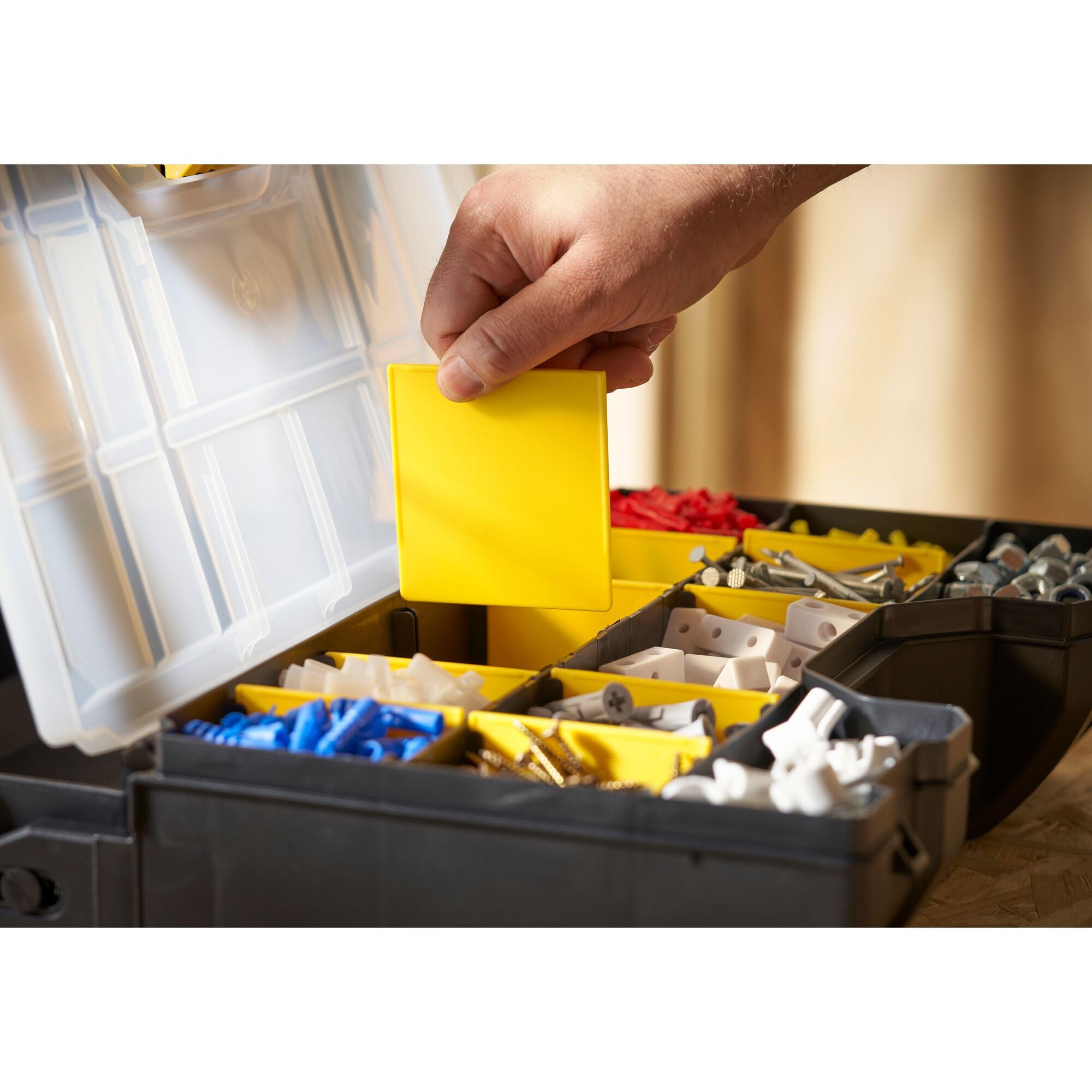 Stanley Stst1-71963 Organiseur 3en1 16,7L - 306 x 157 x 192mm - Couvercle en Plastique Transparent - Large Poignée - 15 kg maximale. Multicolore