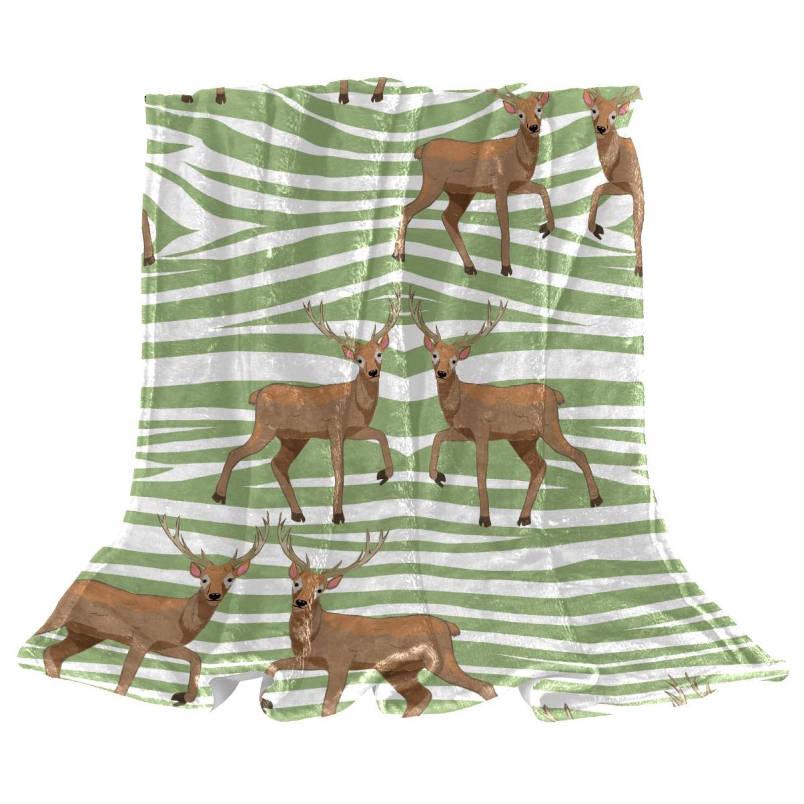 Couverture polaire douce plaid canapé motif cerf imprimé