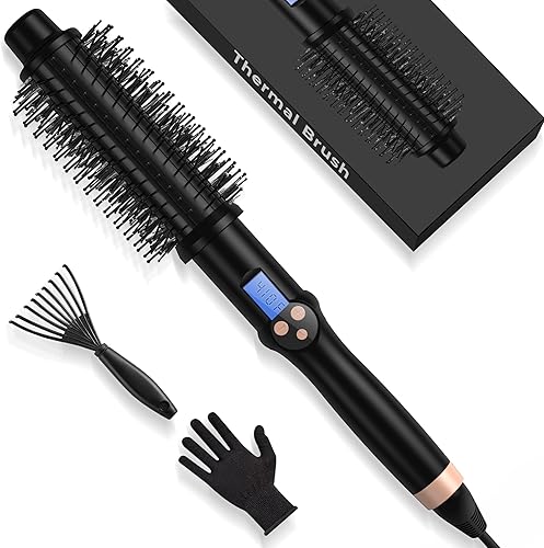Cepillo térmico de 1.5 pulgadas, 11 ajustes de temperatura, rizador de cepillo redondo calentado, pantalla LCD de 230 F a 410 F, cepillo de rizador
