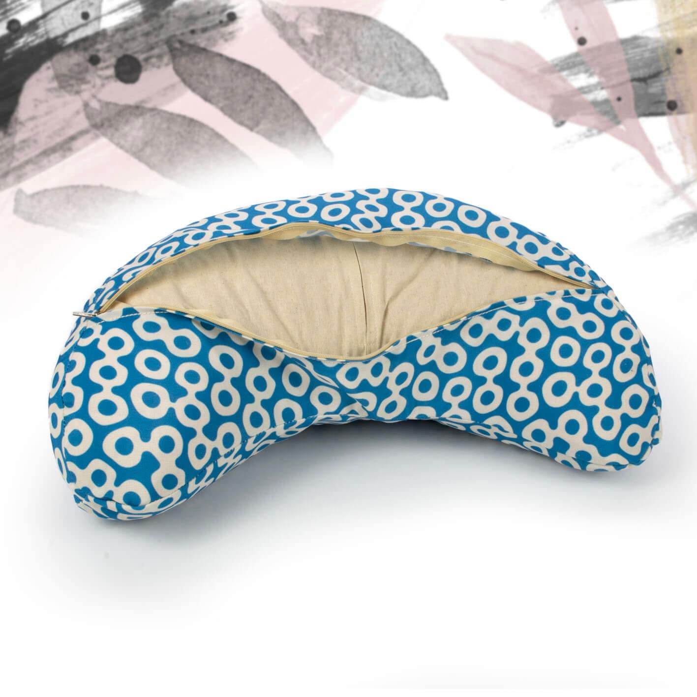 Zafu media luna DESENFUNDABLE ESTAMPADO MUGUEN - cojín para meditación y yoga