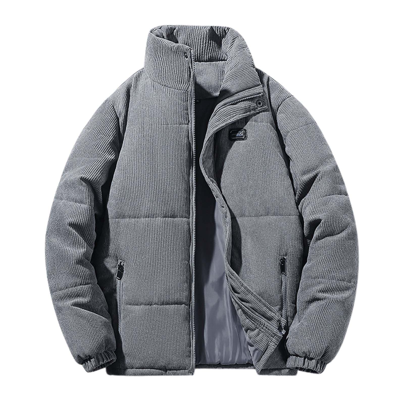 Chaqueta Hombre Bomber - s de pana para, con cremallera completa, cuello alto, forro polar largo, estilo camionero, con bolsillos