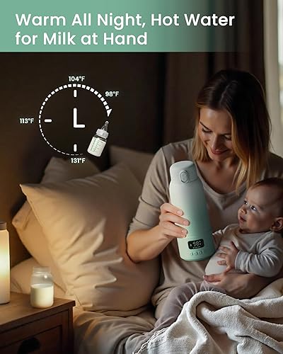 Miniatura 4 de Calentador de biberones portátil de larga duración de la batería, modos de calentamiento duales para leche materna y agua, 17 onzas, calentamiento