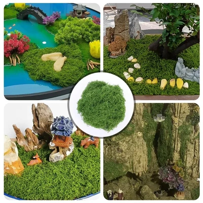 Césped de Musgo Verde Artificial Eterno, Mini Paisaje, Hierba Falsa, Manualidades DIY, habitación, jardín, Plantas, Decoraciones for macetas(500g)