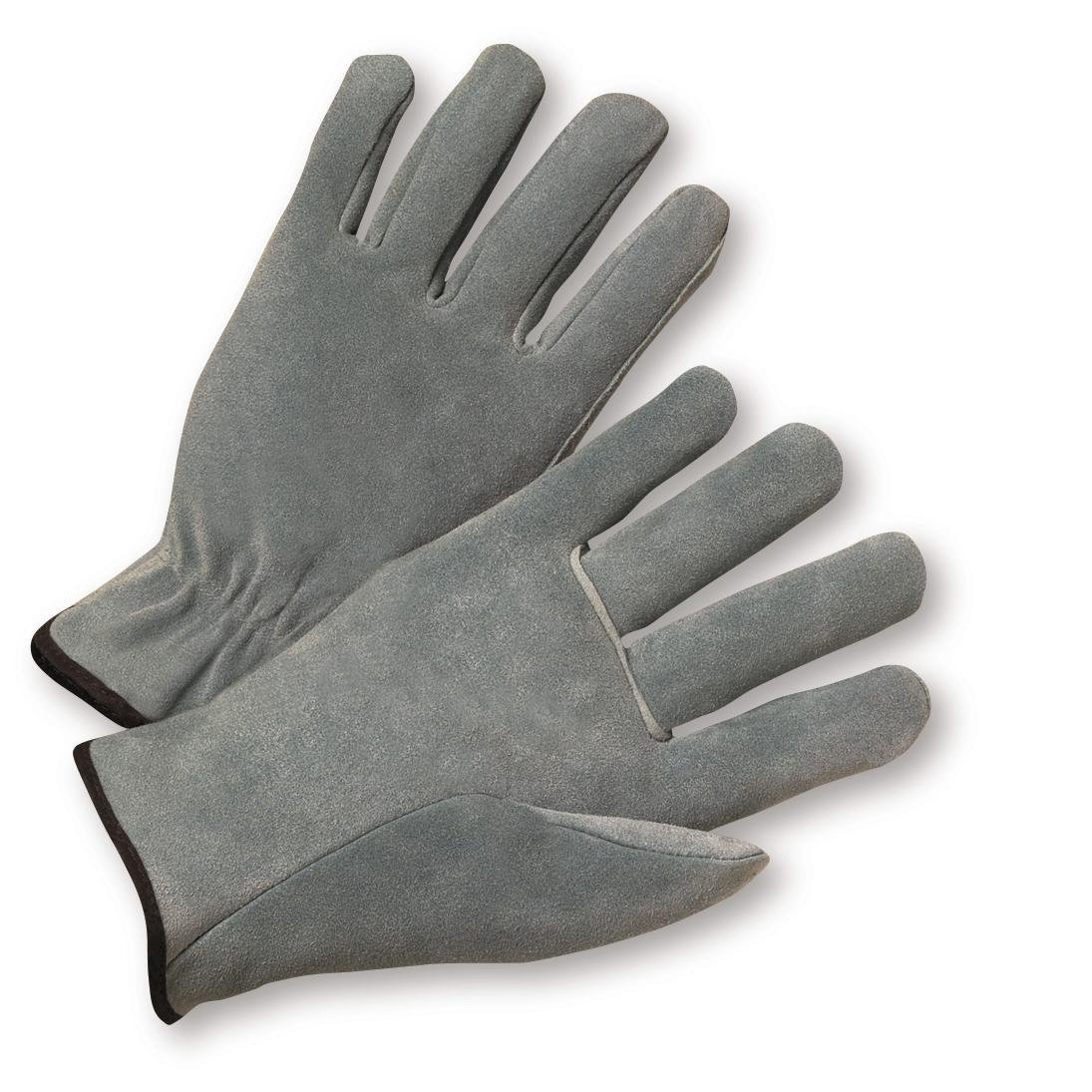 West Chester 980 Standard Split Cowhide Driver Gloves – Gray, Large Work Wear Gloves with Gunn Cut, Straight Thumb