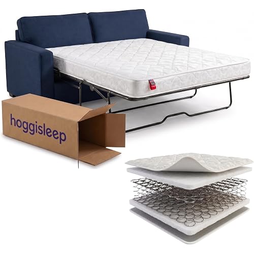 47" x 72" Three-Quarter, 5 Inch Sleeper Sofa Bed Mattress - Innerspring, Medium Firm, Waterfall White Designer Jacquard Cover, Bed in a Box Mattress, Made in USA