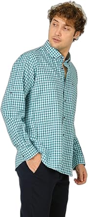 FIGS Slim Fit Ekoseli Uzun Kollu Pamuk G mlek, 8054920250016