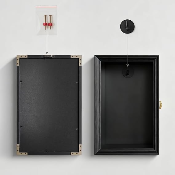 Baseball Cap Display Case Shadow Box with Hinged Door, Ready to Hang