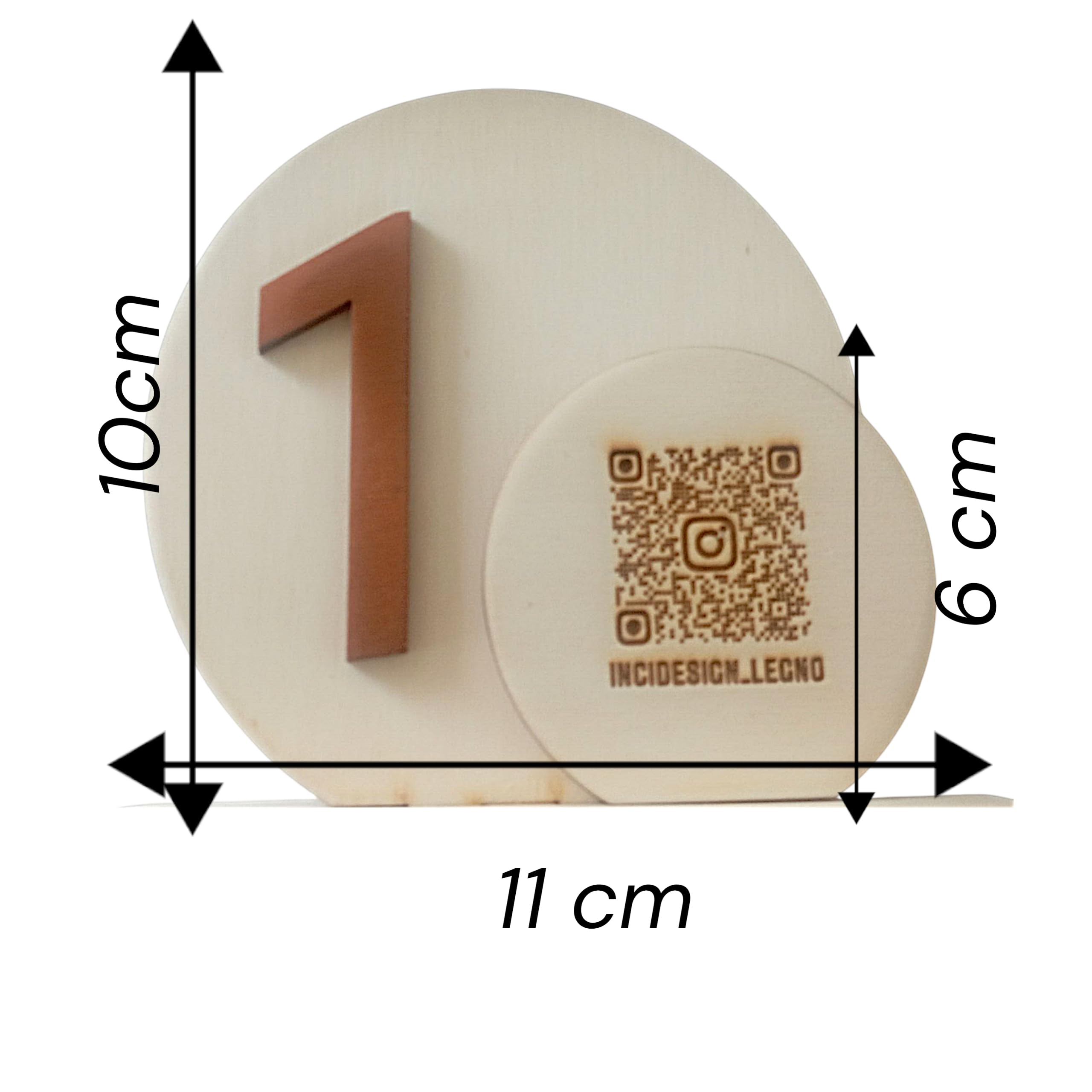 Set da 9 Segnaposto Numerati InciDesign in Legno Naturale - Numeri Tavolo con Qr code per Ricevimenti, Eventi Bar e Ristoranti - Stile Minimal ed Elegante - Scelta Colori - Made in Italy