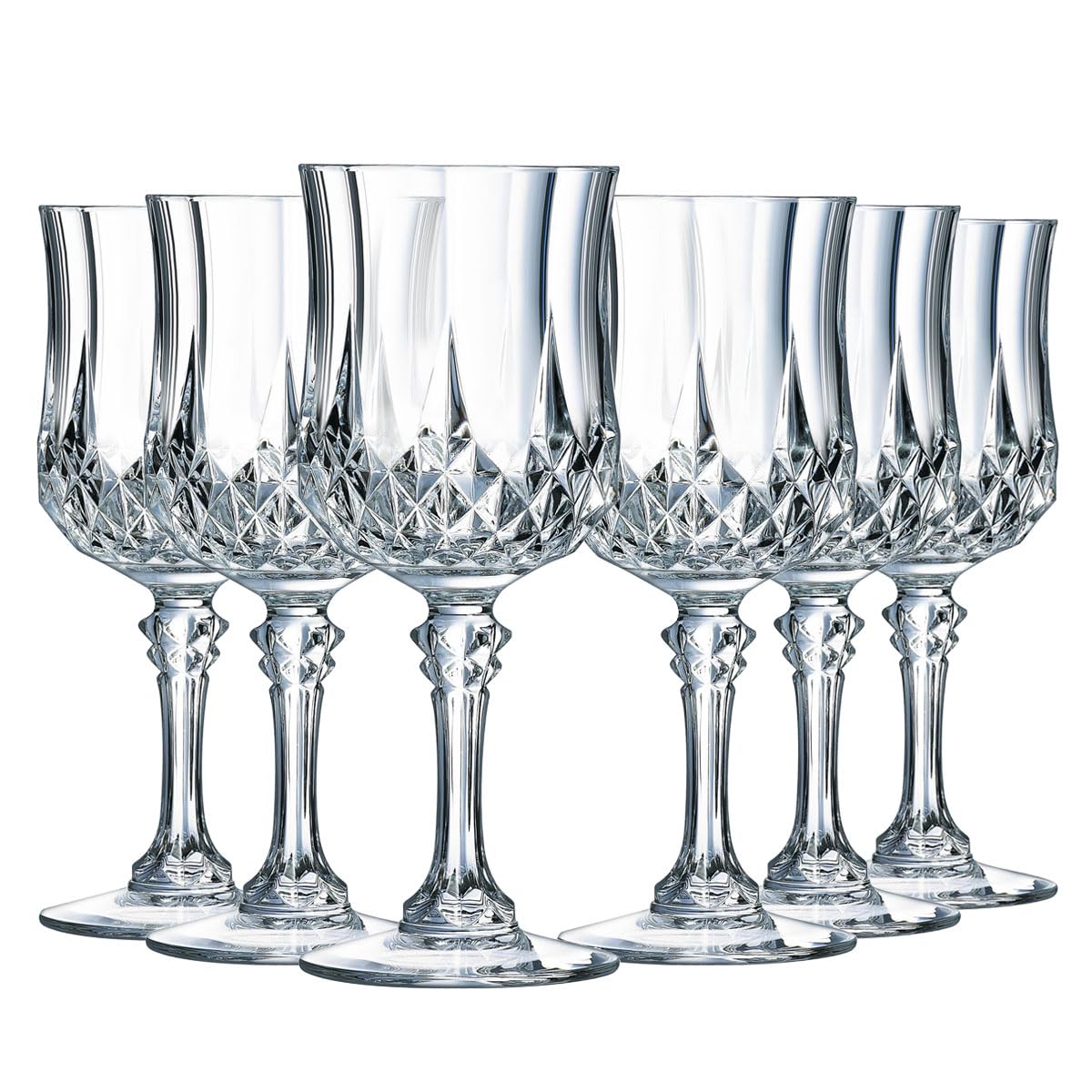 Cristal d'Arques Paris Longchamp - Wine Glass 25cl - Set of 6 - Made of Kwarx - Reinforced Packaging - Shine, Transparency and High Resistance, Transparent