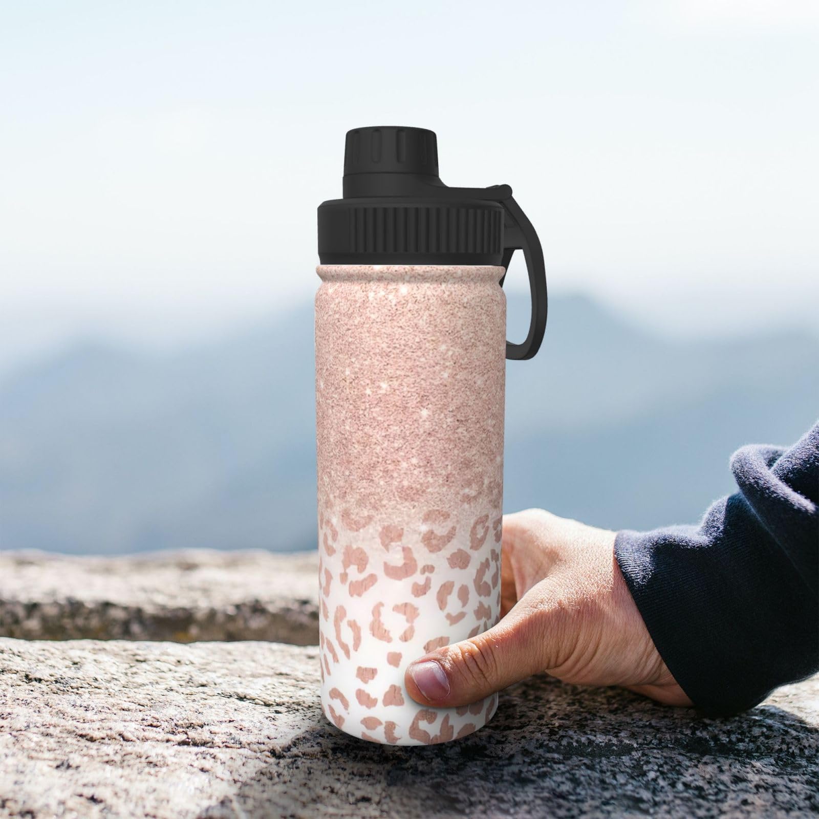 Trinkflasche aus Edelstahl, doppelwandig, isoliert, für Camping, Wandern, Roségold
