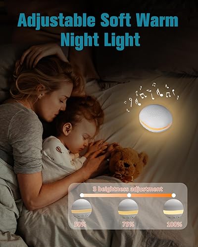 Miniatura 6 de PRUNUS Máquina portátil de ruido blanco con luz nocturna+estuche de viaje, para adultos y bebés sueño reparador profundo-blanco