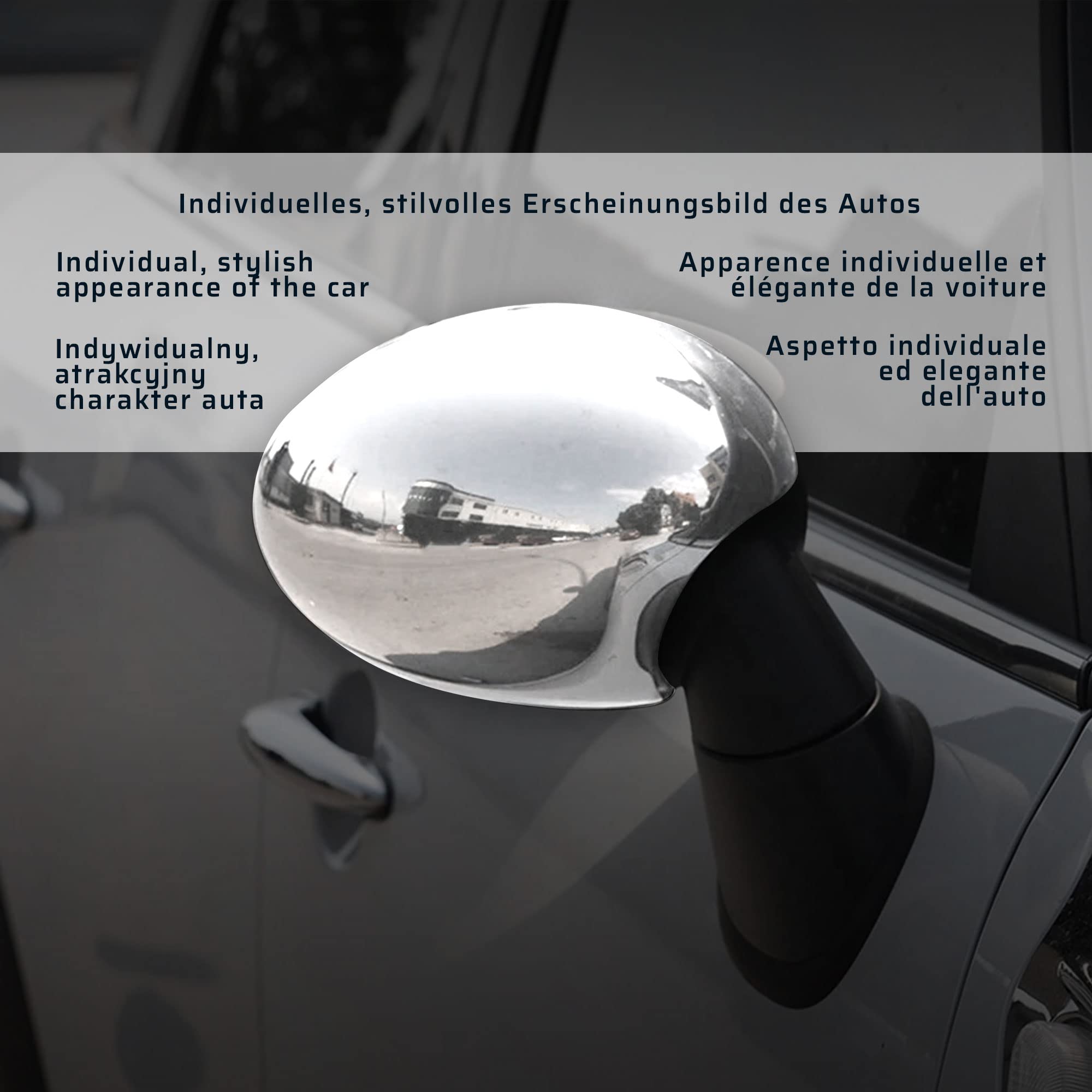 CHROMEMASTER | Calotta per gli specchietti esterni | Compatibile con Mini Countryman R60 2010-2016 | Acciaio inossidabile; Le calotte donano un aspetto unico all'auto e proteggono dai danni
