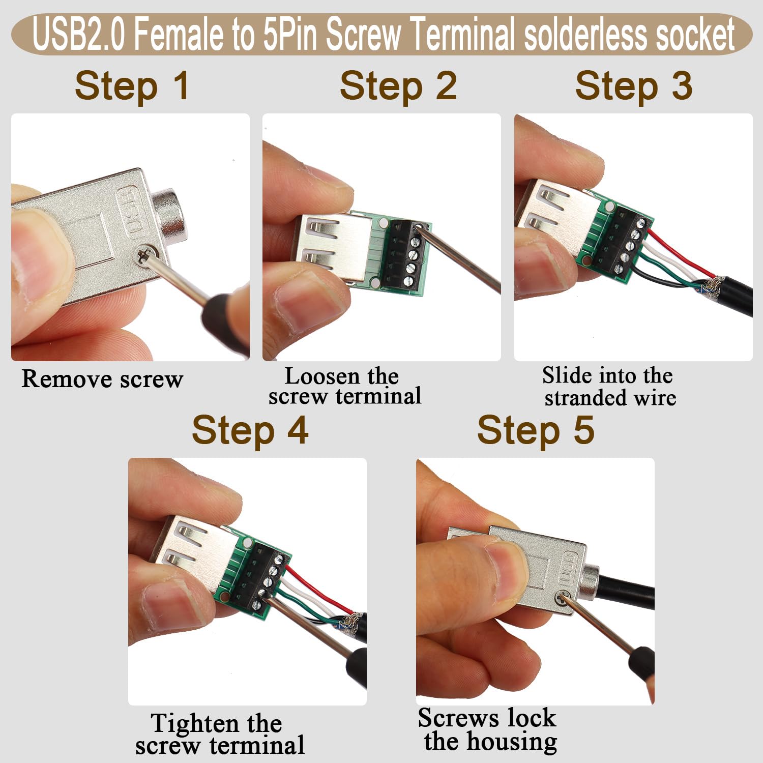 USB Micro B Female Socket To 5-pin Terminal Block : Industries, Unique & Fun DIY Electronics And Kits - View #3