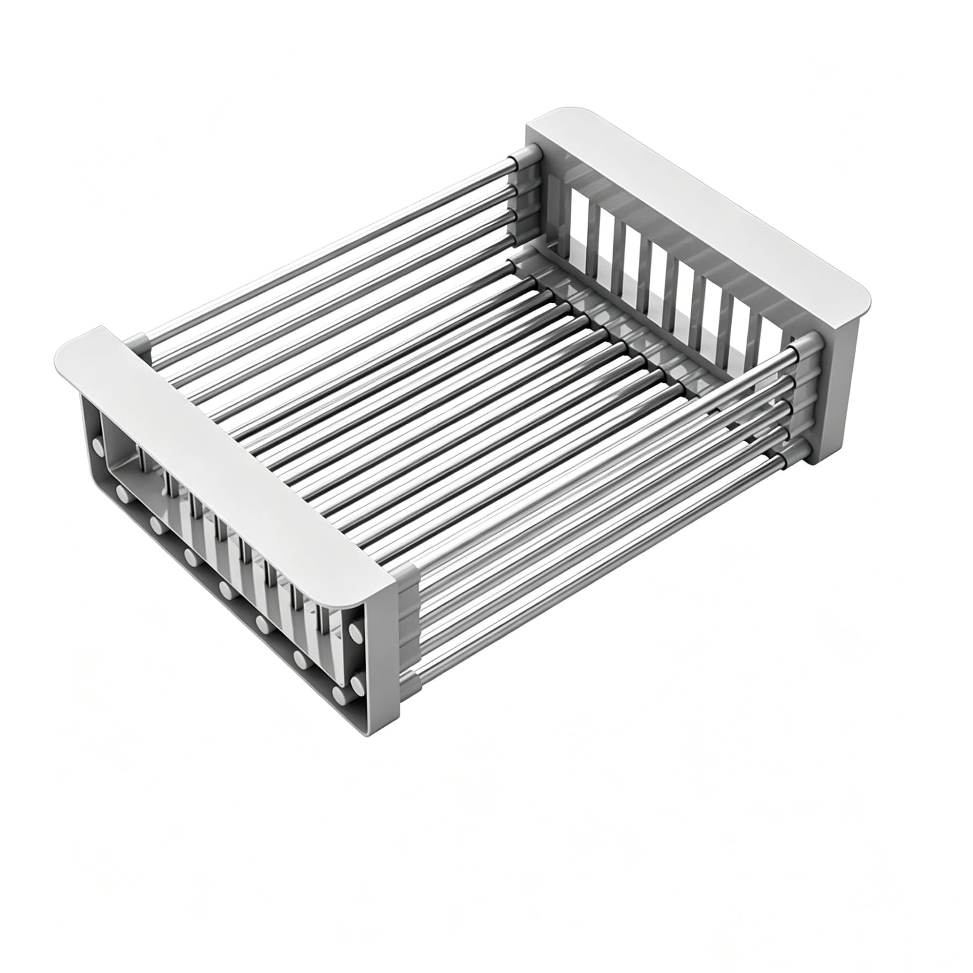 Cesta extensible de acero inoxidable para escurrir platos, frutas y verduras en el fregadero