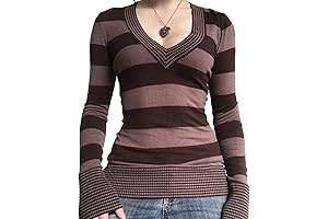 Chic Y2K Elena Gilbert-Inspired Striped Long Sleeve Tee