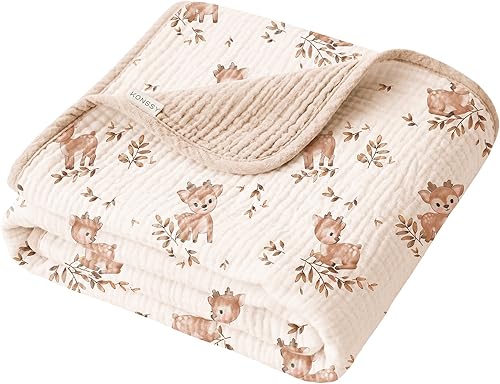 Konssy Mantas de muselina para bebé para niñas y niños, manta de cuna 100% algodón para bebé, manta de cuna para bebé, mantas súper suaves y ligeras