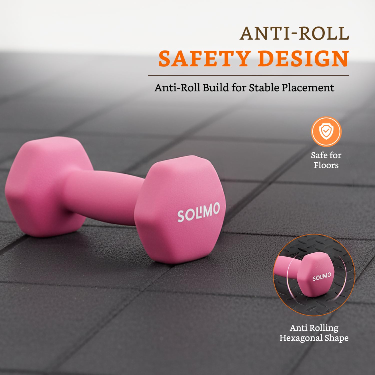 Amazon Brand - Solimo Neoprene Dumbbell 5 Kg, Set of 2 (Light Pink) 2