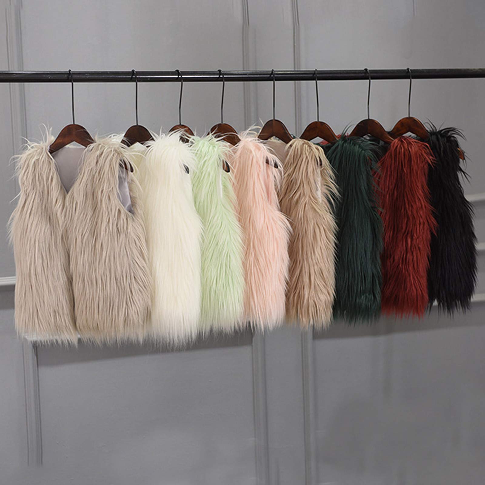 ZHICHUANG Girls Faux-Fur Jacket Coat Winter Thick Warm Fashion Cool Vest Clothes, Brown, 2-3T