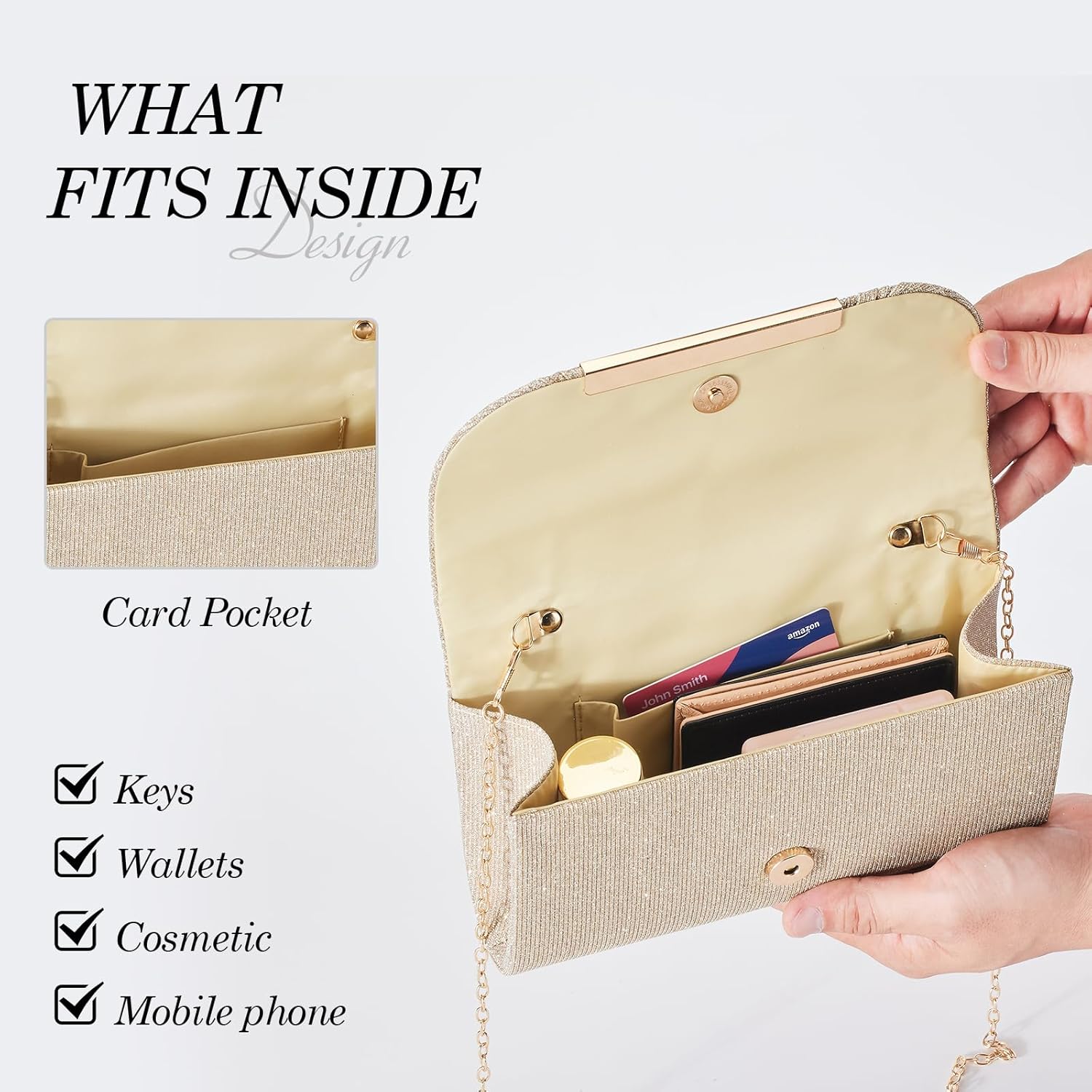 Clutch Purses for Women Evening Bag Lady Girl Crossbody Handbags for Prom Party Wedding Engagement - Image 6