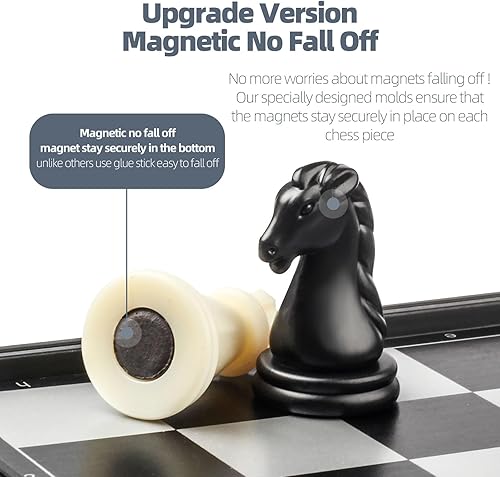 Miniatura 2 de Mini juego de ajedrez de viaje Magnetic Vikutu 5.9 pulgadas Tablero de ajedrez plegable pequeño portátil (XS)