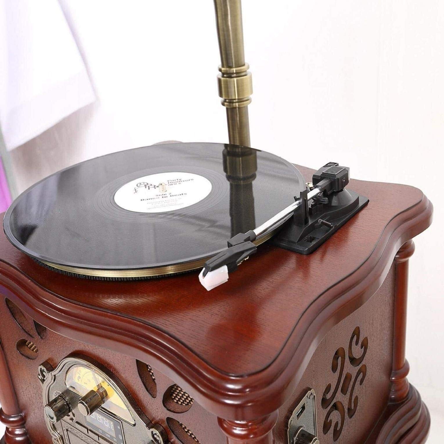 Odtwarzacz płyt Bluetooth z wbudowanymi głośnikami, fonograf w stylu vintage do domowej rozrywki i słuchania muzyki