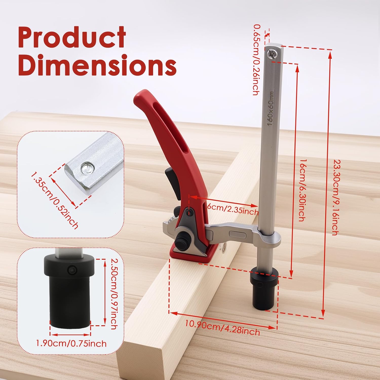 2Pcs Holdfast Dog Hole Clamp Adjustable Range Multi Angle Ratcheting Table Clamp for Woodworking Tool(19mm)