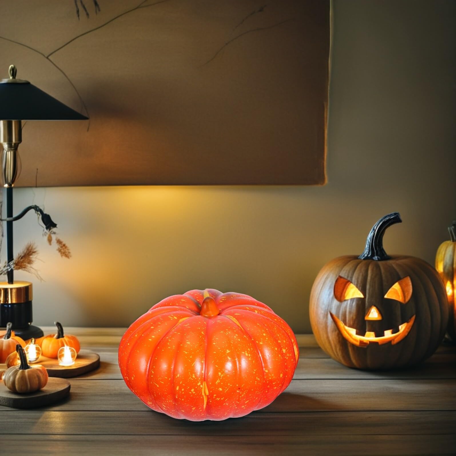 Zucche Artificiali Realistiche in Schiuma Arancione per Decorazioni Autunnali Halloween Ringraziamento e Feste Centrotavola Versatile Manutenzione per Casa Cucina e Matrimoni