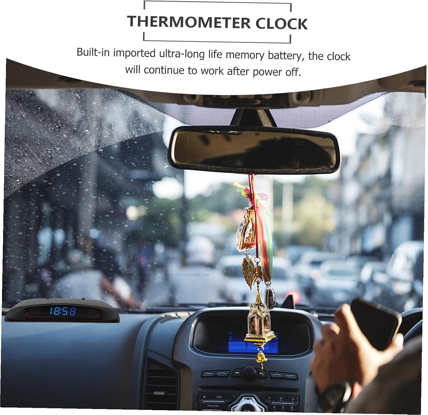High Precision Car Digital Clock with Luminous LED Display Temperature Correction Voltmeter Gauge Streamlined Design for Vehicle Dashboard Auto Interior Compatible