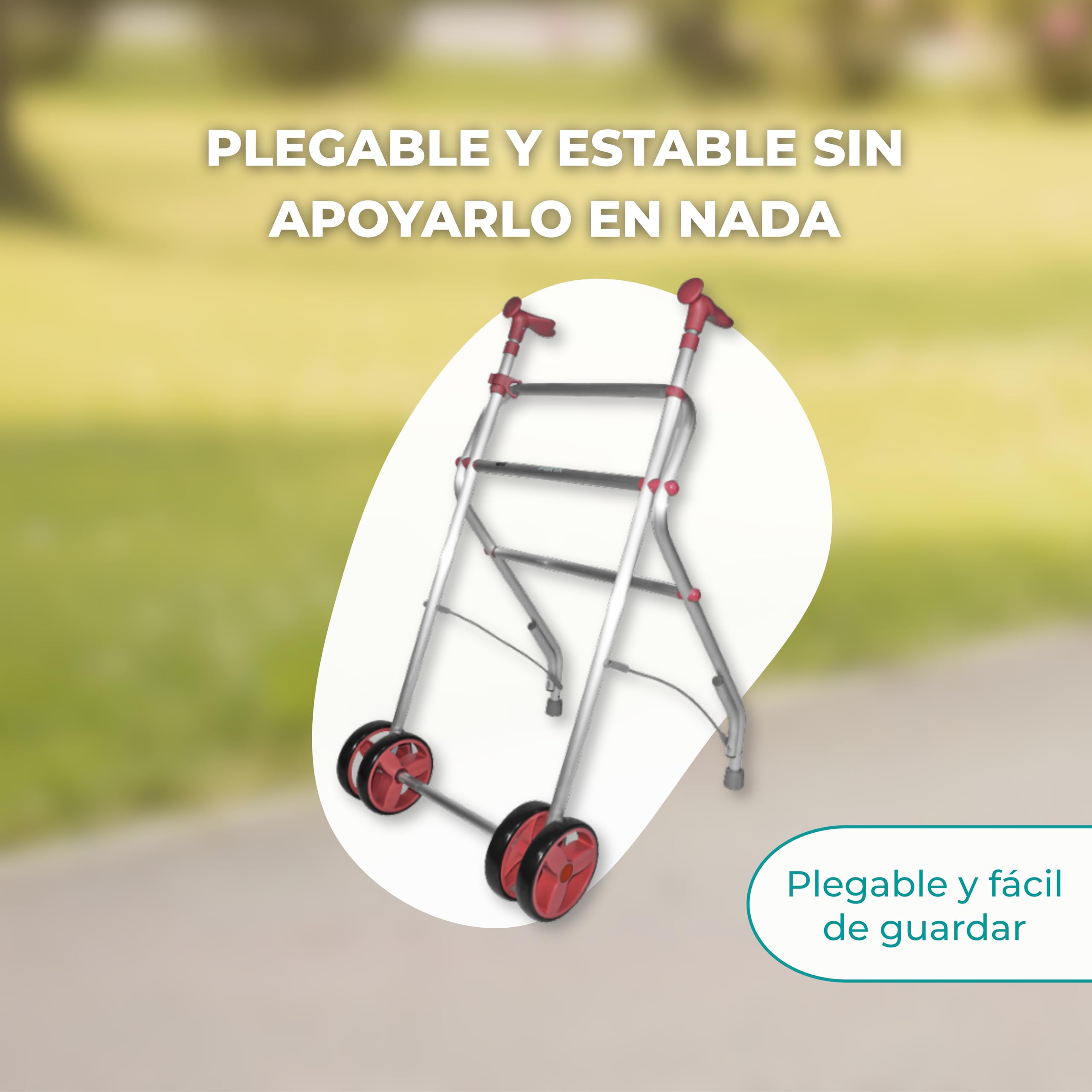Forta AIR - Chodzik dla seniorów - Składany i lekki chodzik obciążający do 100 kg - Regulowana wysokość - Łatwe składanie chodzika do wewnątrz - przednie podwójne koła (koralowy)