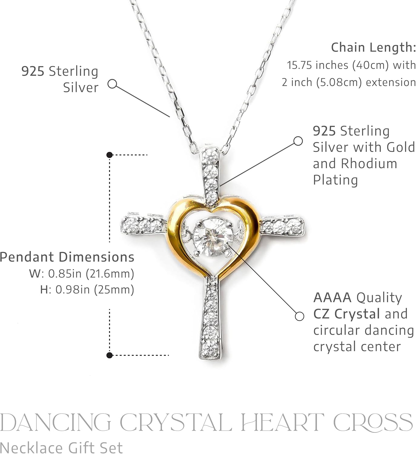 Aphrodite's To My Soulmate Dancing Crystal Heart Cross Necklace – Heart and Cross Pendant Jewelry for Wife or Girlfriend, Perfect for Birthday, Anniversary & Christmas. - Image 7