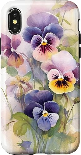 Miniatura 1 de iPhone XXS Pansies Flowers Floral Bouquet Garden Boho Happy Chic - Funda para mujer