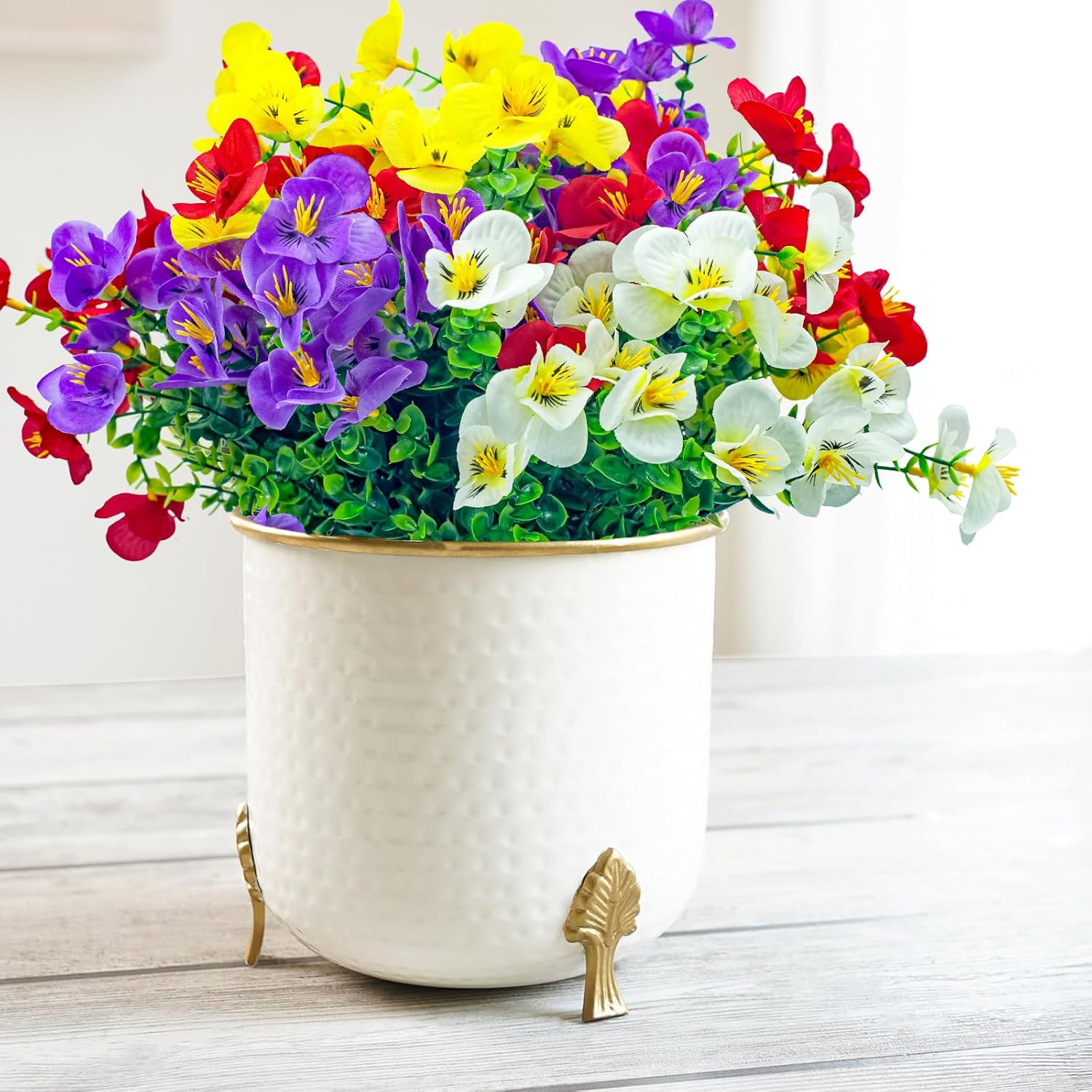 8 Bundles Artificial Flowers for Outdoors,UV Resistant Faux Plastic Flower Shrubs Fake Flowers for Outdoors Indoor Home Décor(Mix Colors) - Image 3