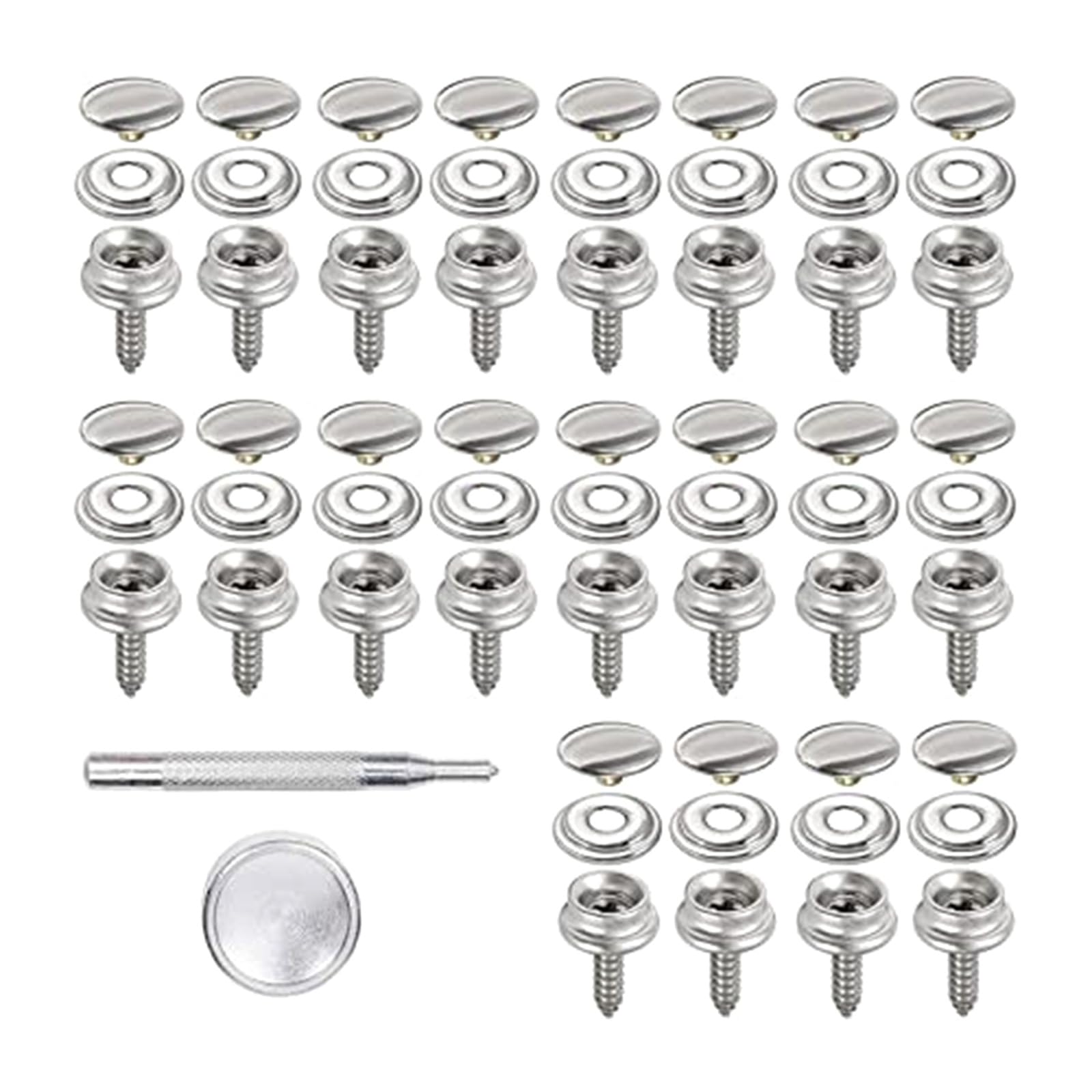 20Pcs 304 Nonrust Steel Rivets Buttons with Installation Tool for Boats Cover and Tent Fabric Reinforcement Vessel Canvas Clasps