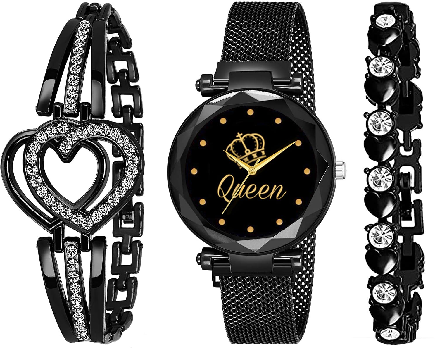 RUSTET Queen Gold Magnet Strap Girls Women All Magnetic Chain Black Colored Strap Gold Girls s Watch (B0CSYX6D5R) Amazon Price History, Amazon Price Tracker
